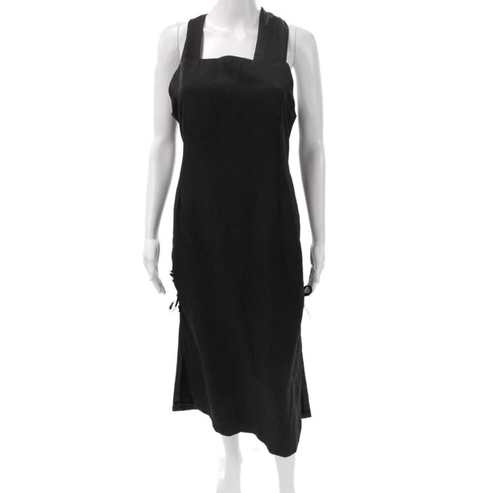 Oak + Fort Women Sheath Dress Black Square Neck Sleeveless Polyester Size S